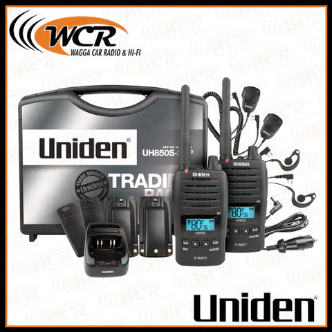 Uniden UH850S-2TP 5 Watt UHF Waterproof CB Handheld – Tradies Pack